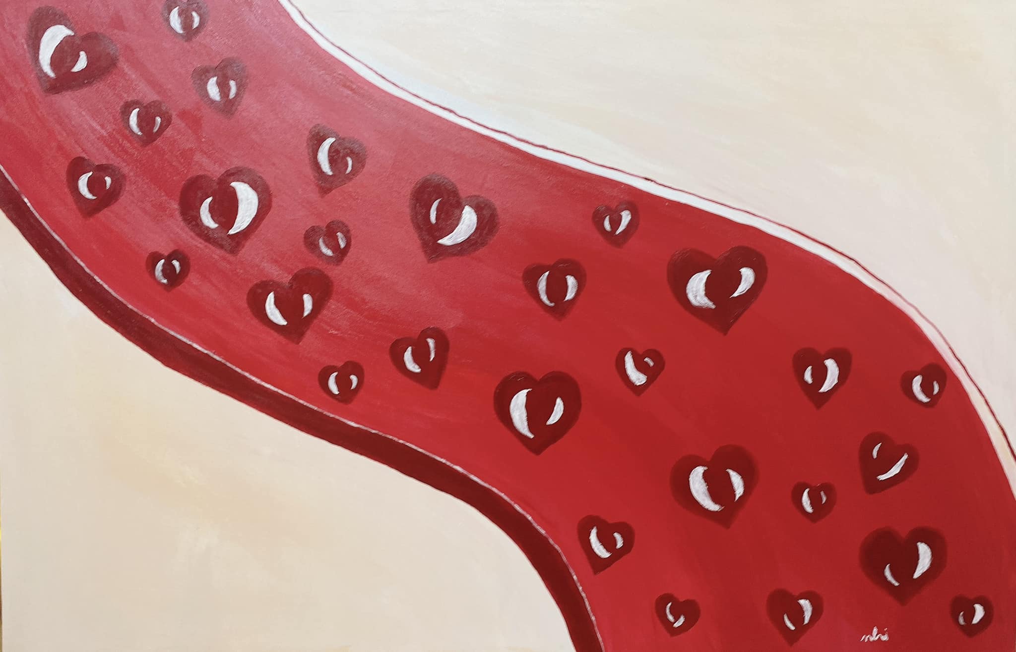 Illustration of blood cells inside a vessel